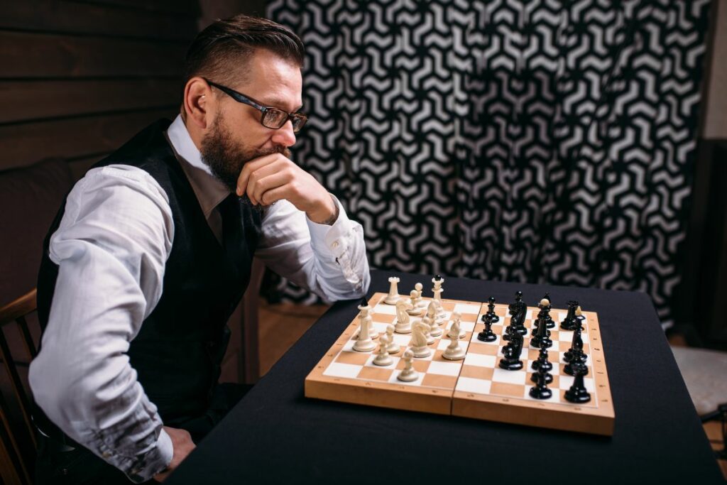 a photo of a chess player to answer why are you getting worse at chess