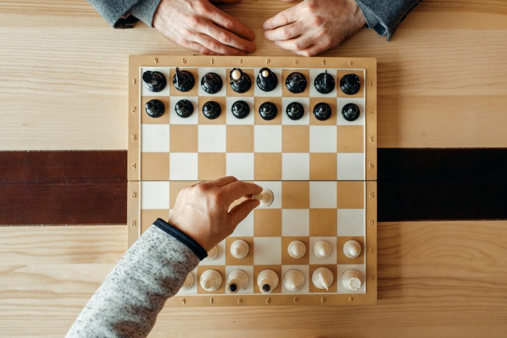 a photo of a chessboard to show is chess a game of pure skill 