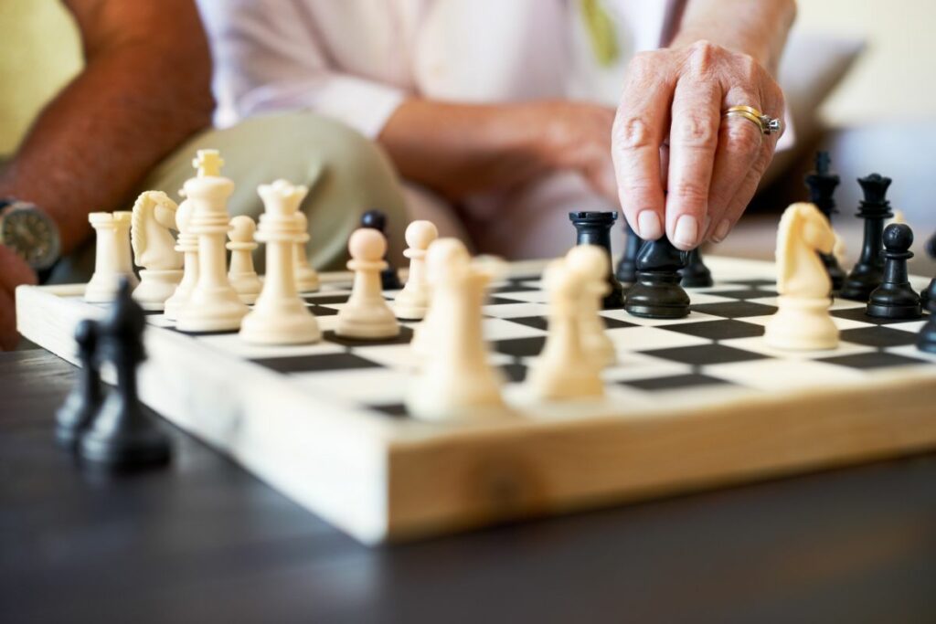 a photo of a chess board to show the fundamental skills of chess